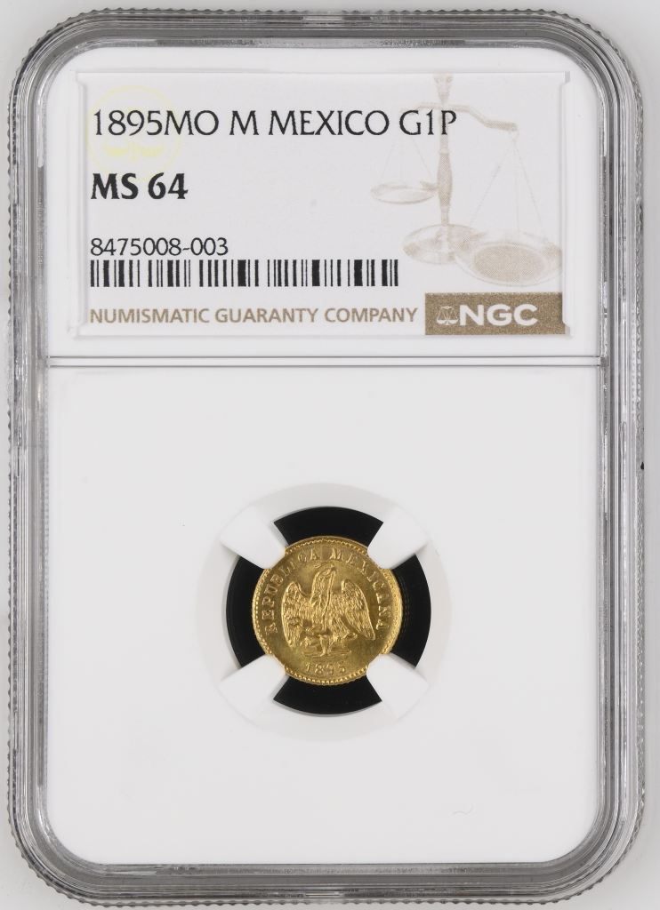 Republic Gold Peso 1895 Mo M NGC MS64 0147005
