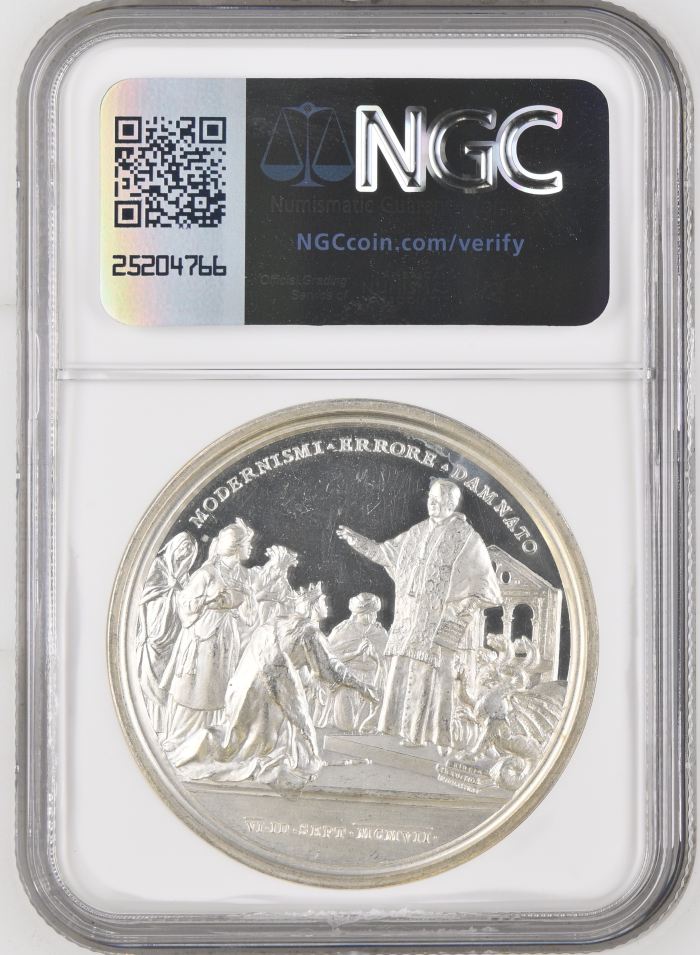 Italy/San Marino/Vatican Condemnation of Modernism Pius X Silver Medal 1907 V Rinaldi-102 NGC MS63 0147009Italy/San Marino/Vatican Condemnation of Modernism Pius X Silver Medal 1907 V Rinaldi-102 NGC MS63 0147009 - Image 2