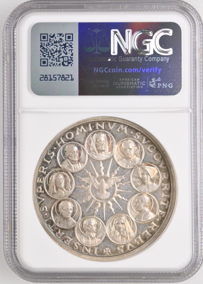 Italy/San Marino/Vatican Canonization of 9 Saints Silver Medal 1947 IX Rinaldi-141 NGC MS63 0147010Italy/San Marino/Vatican Canonization of 9 Saints Silver Medal 1947 IX Rinaldi-141 NGC MS63 0147010 - Image 2