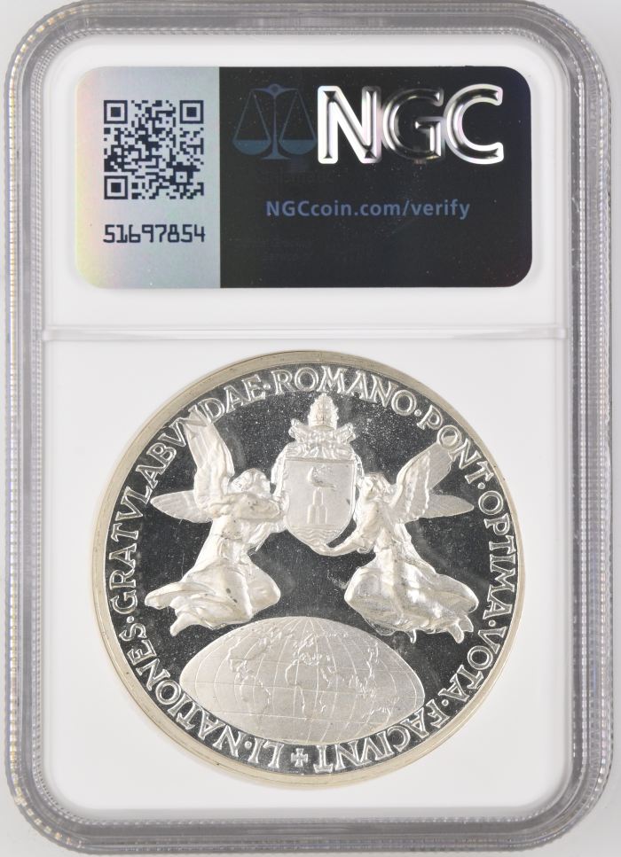 Italy/San Marino/Vatican Papal Pacification Work Pius XII Silver Medal 1956 XVIII Modesti-251 NGC MS65 0147013Italy/San Marino/Vatican Papal Pacification Work Pius XII Silver Medal 1956 XVIII Modesti-251 NGC MS65 0147013 - Image 2