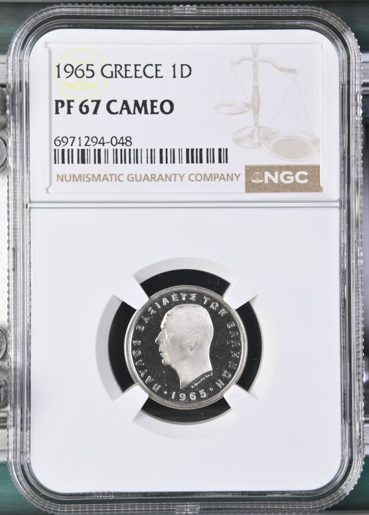 Greece Drachma 1965 NGC PF67 Cameo 0147052