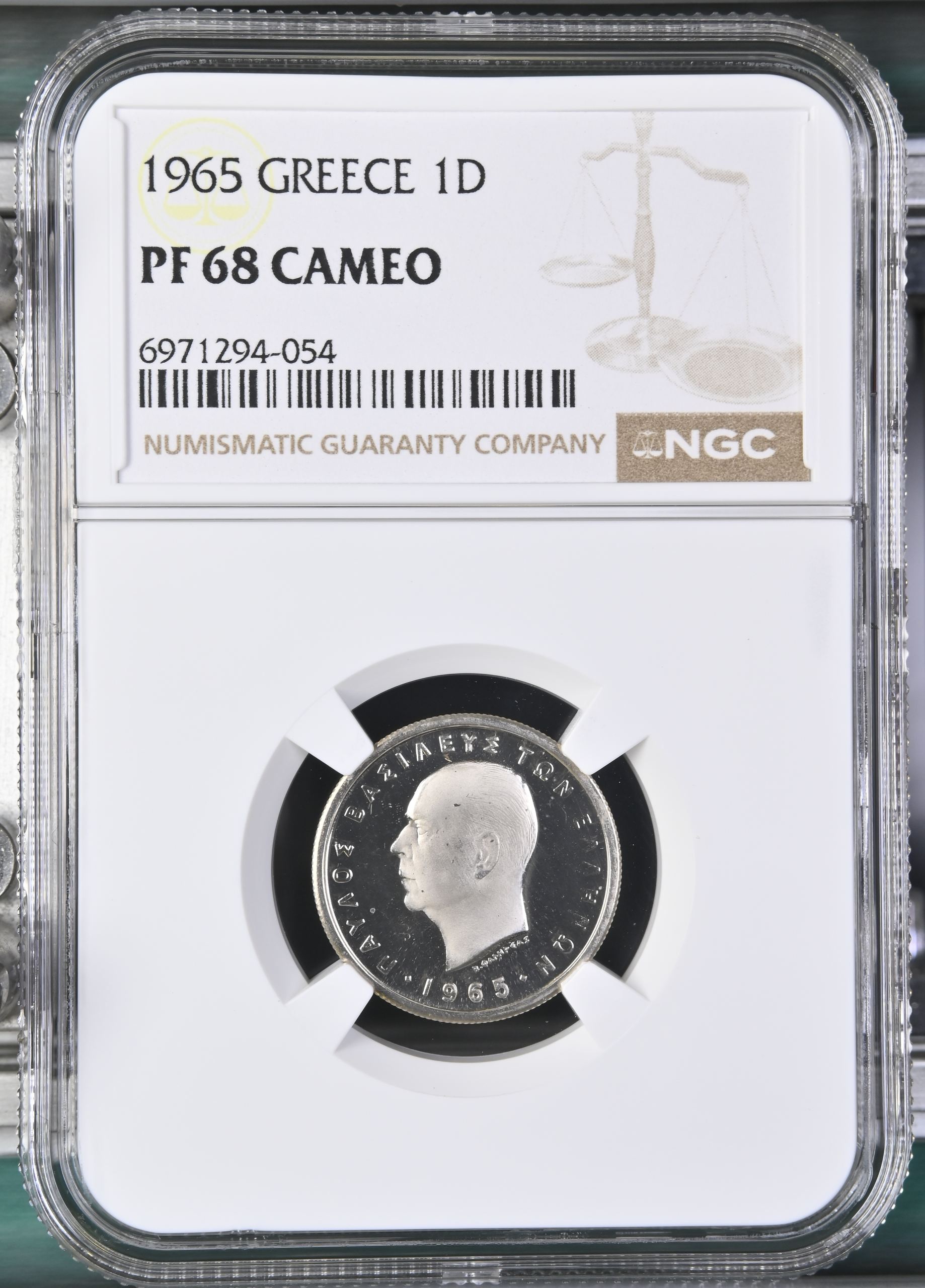 Greece Drachma 1965 NGC PF68 Cameo 0147066