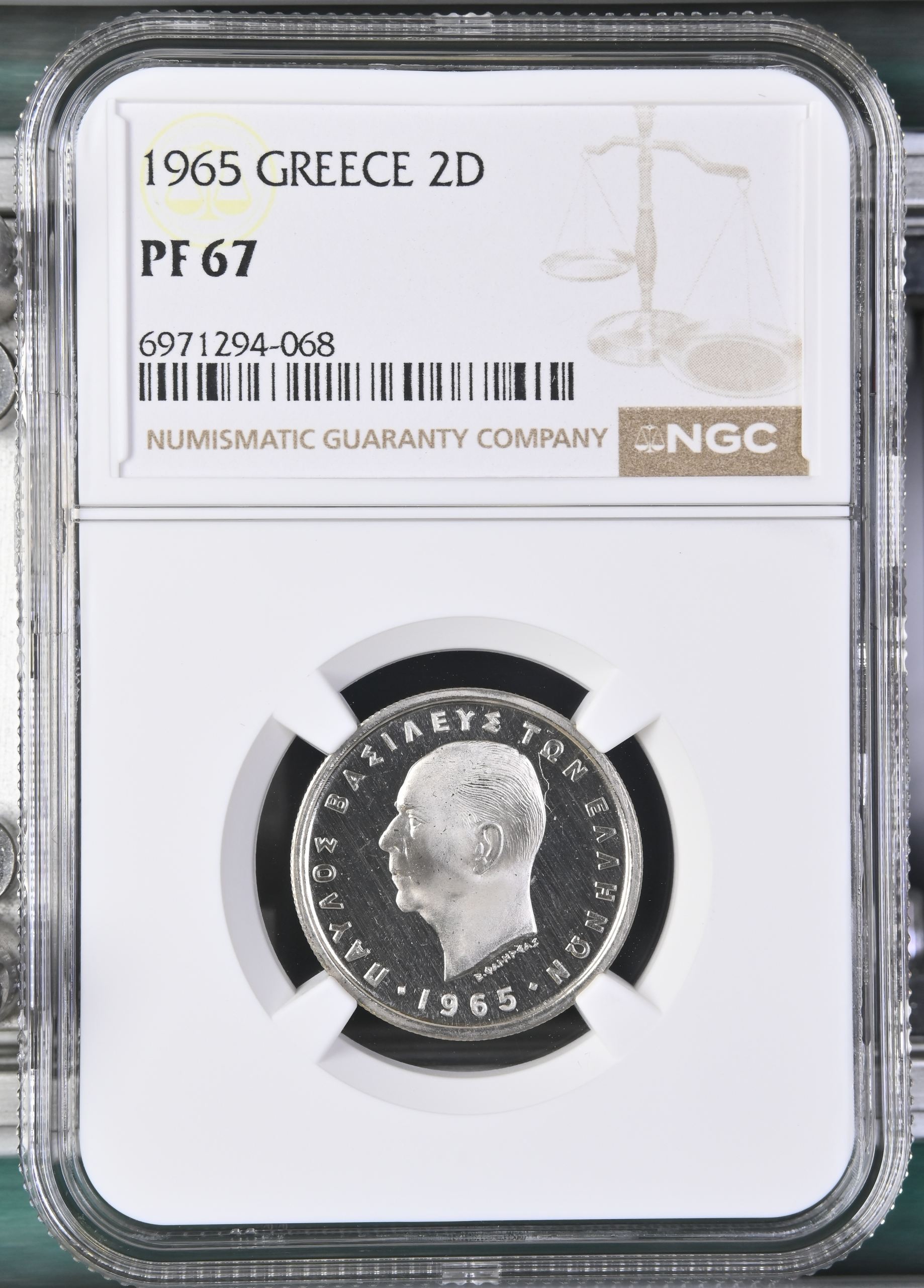 Greece 2 Drachmai 1965 NGC PF67 0147078