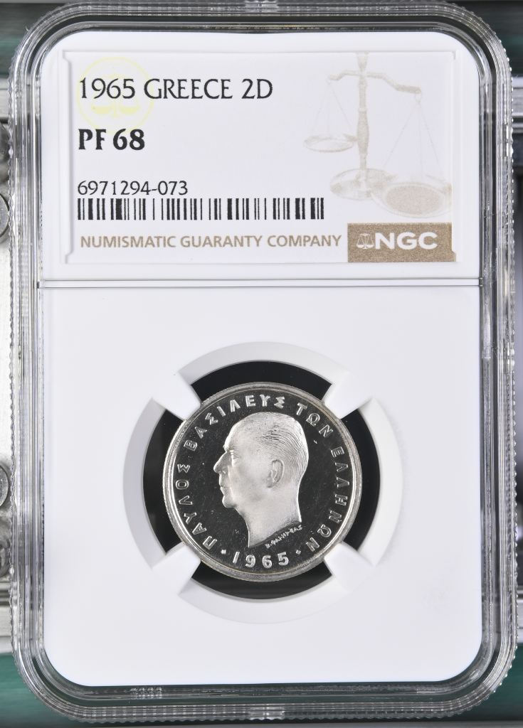 Greece 2 Drachmai 1965 NGC PF68 0147088