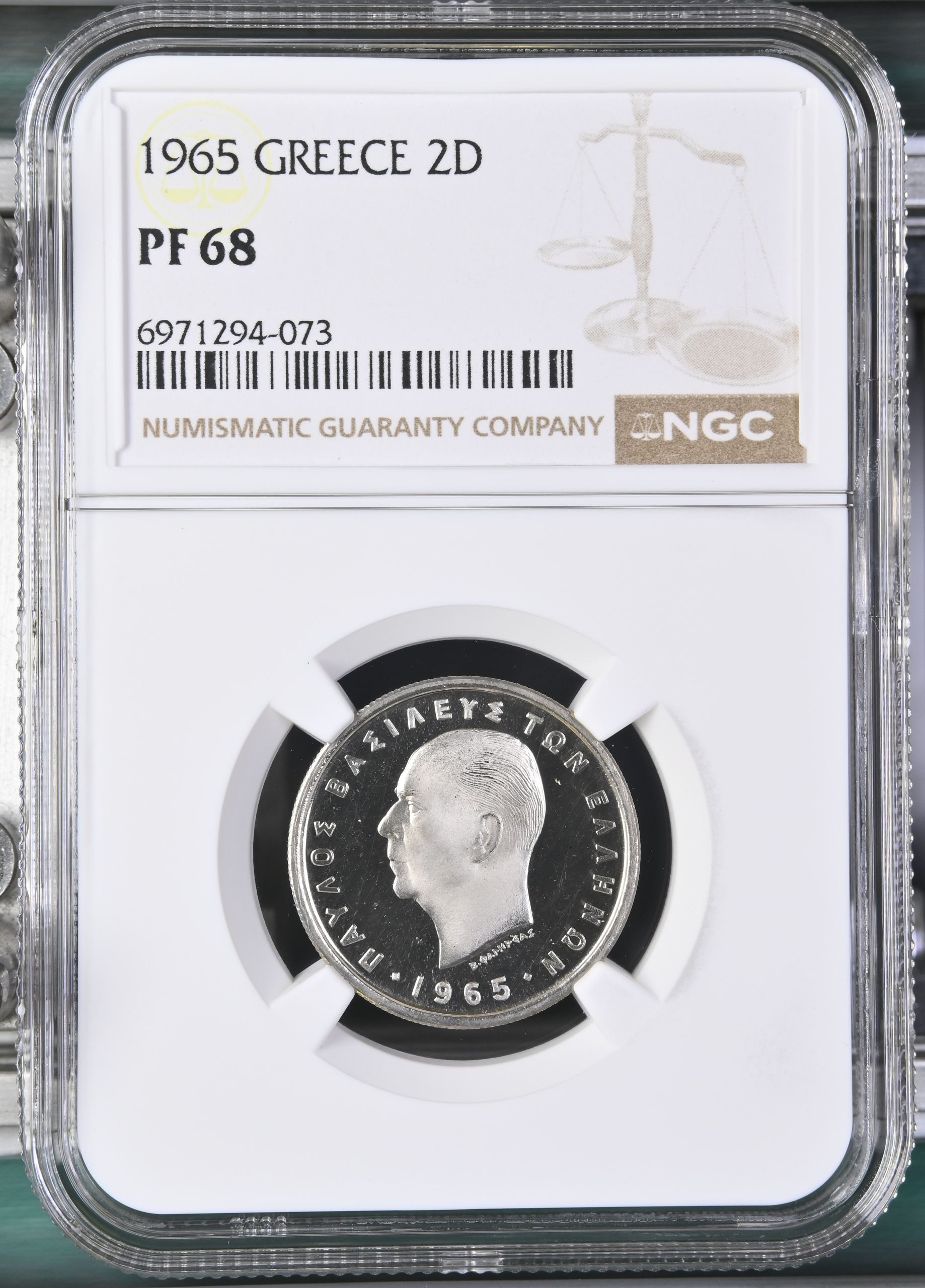 Greece 2 Drachmai 1965 NGC PF68 0147088