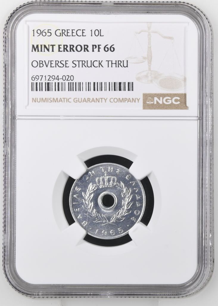 Greece 10 Lepta 1965 NGC MINT ERROR PF66 0147168