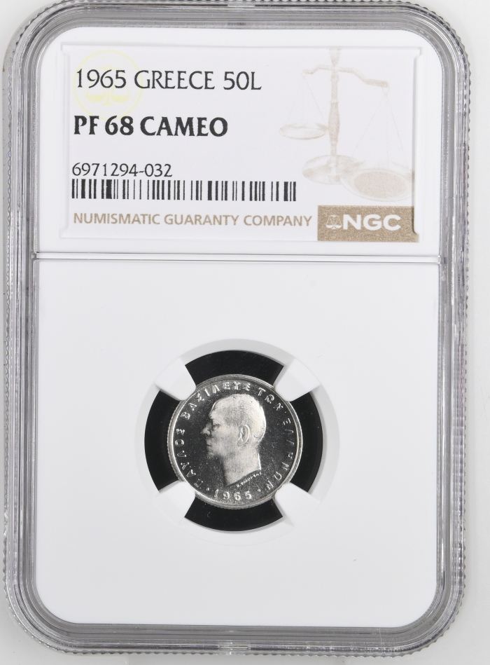 Greece 50 Lepta 1965 NGC PF68 Cameo 0147187Greece 50 Lepta 1965 NGC PF68 Cameo 0147187