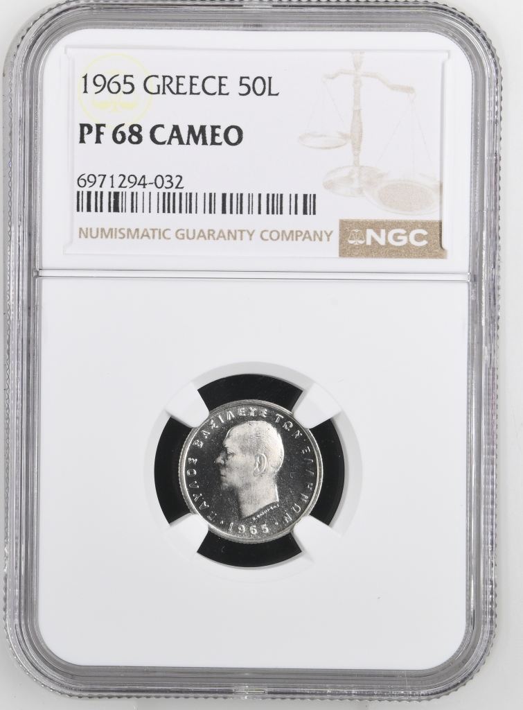 Greece 50 Lepta 1965 NGC PF68 Cameo 0147187