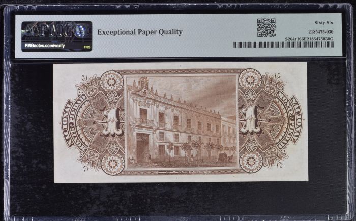 Pre-Revolution Peso ND Distrito Federal M690r1 PMG Gem UNC66 EPQ f_35471Pre-Revolution Peso ND Distrito Federal M690r1 PMG Gem UNC66 EPQ f_35471 - Image 2