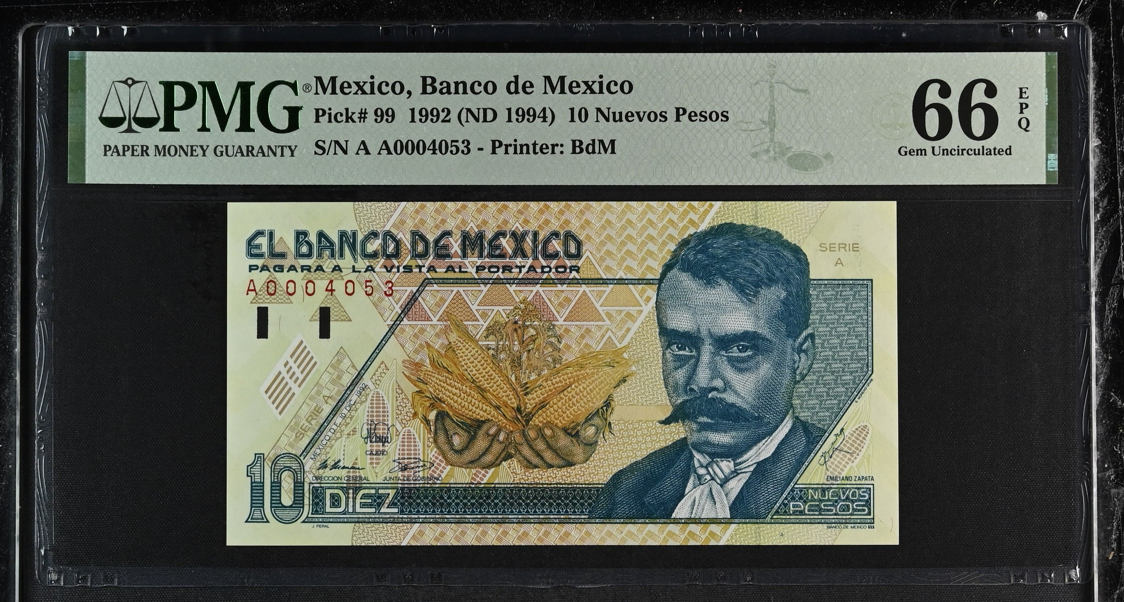 Banco De Mexico 10 Nuevos Pesos 1992 Pick #99 PMG Gem UNC66 EPQ f_35474