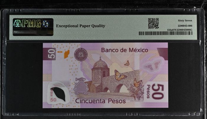 Banco De Mexico 50 Pesos 2004 Pick #123a PMG Superb Gem UNC67 EPQ f_35477Banco De Mexico 50 Pesos 2004 Pick #123a PMG Superb Gem UNC67 EPQ f_35477 - Image 2