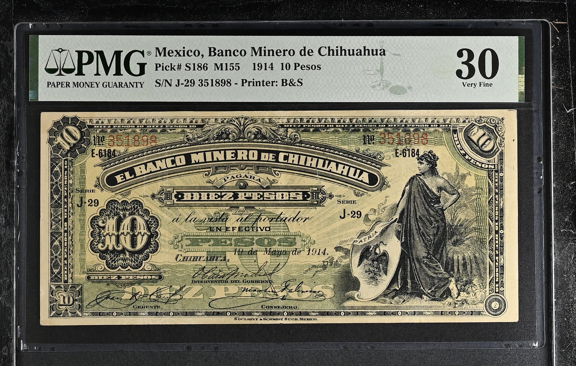 Bancos 10 Pesos 1914 Chihuahua M155 PMG VF30 f_35479