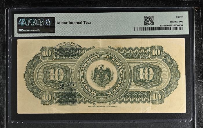 Bancos 10 Pesos 1914 Chihuahua M155 PMG VF30 f_35479Bancos 10 Pesos 1914 Chihuahua M155 PMG VF30 f_35479 - Image 2