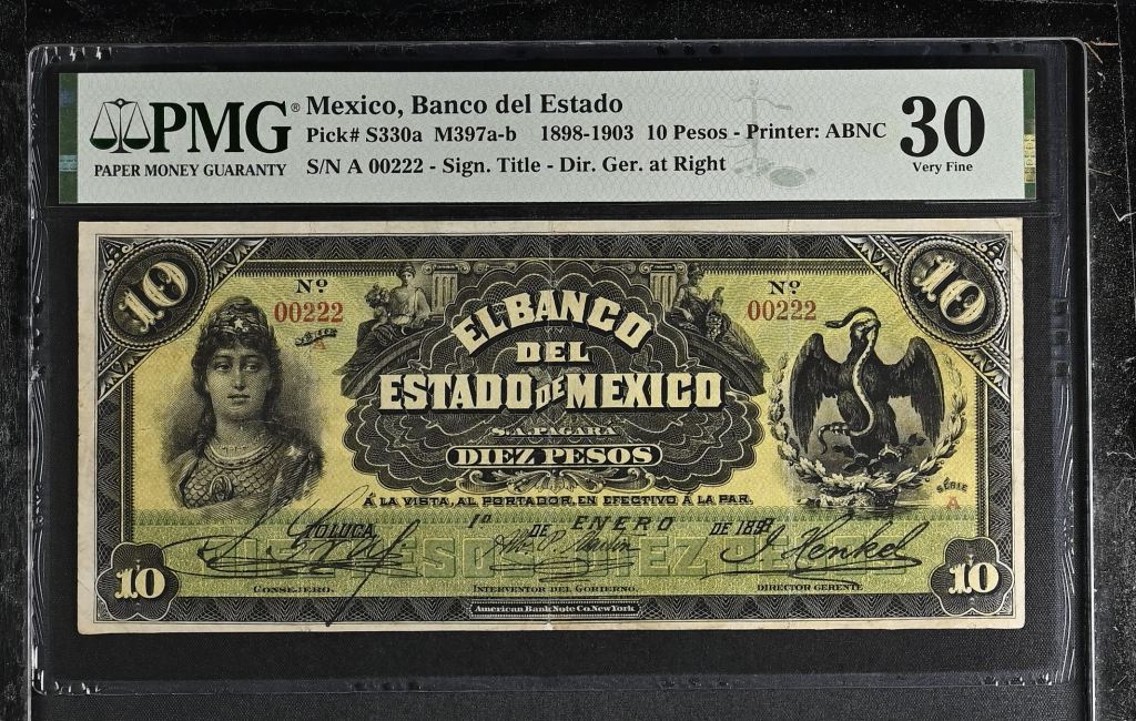 Bancos 10 Pesos 1898-1903 Mexico M397a-b PMG VF30 f_35484