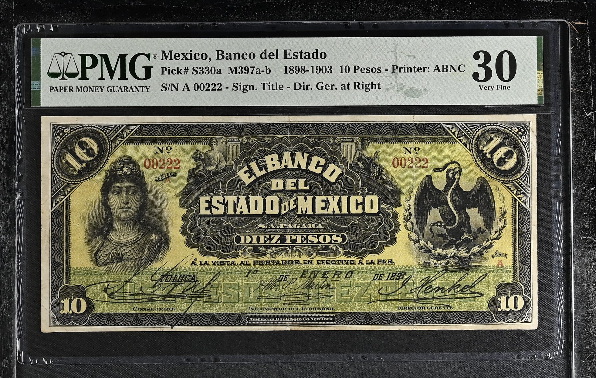 Bancos 10 Pesos 1898-1903 Mexico M397a-b PMG VF30 f_35484