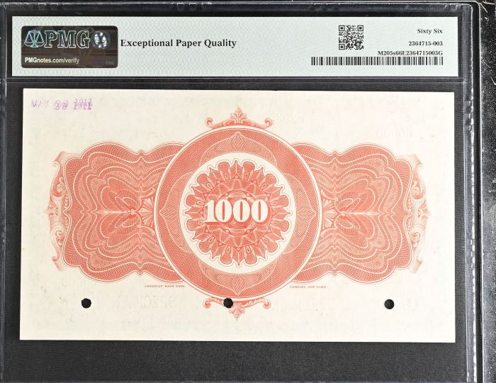 Bancos 1,000 Pesos ND Distrito Federal M205s PMG Gem UNC66 EPQ f_35491Bancos 1,000 Pesos ND Distrito Federal M205s PMG Gem UNC66 EPQ f_35491 - Image 2