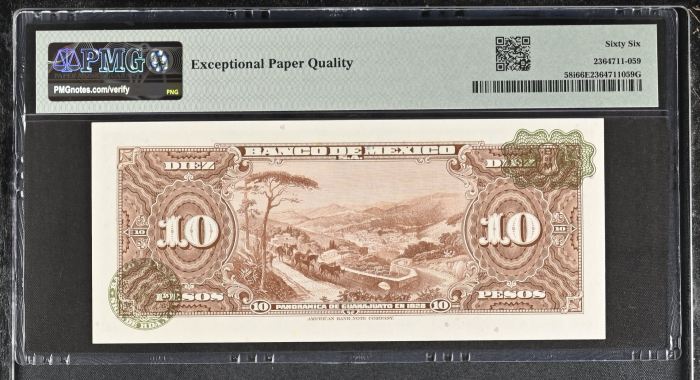 Banco De Mexico 8 Piece Specimen Set all Graded Pick #49/51/52/54/58/59/60/61 PMG Gem UNC66 EPQ 0147008Banco De Mexico 8 Piece Specimen Set all Graded Pick #49/51/52/54/58/59/60/61 PMG Gem UNC66 EPQ 0147008 - Image 6
