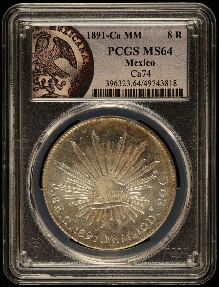 Chihuahua 8 Reales 1891 Ca MM PCGS MS64 0146662Chihuahua 8 Reales 1891 Ca MM PCGS MS64 0146662