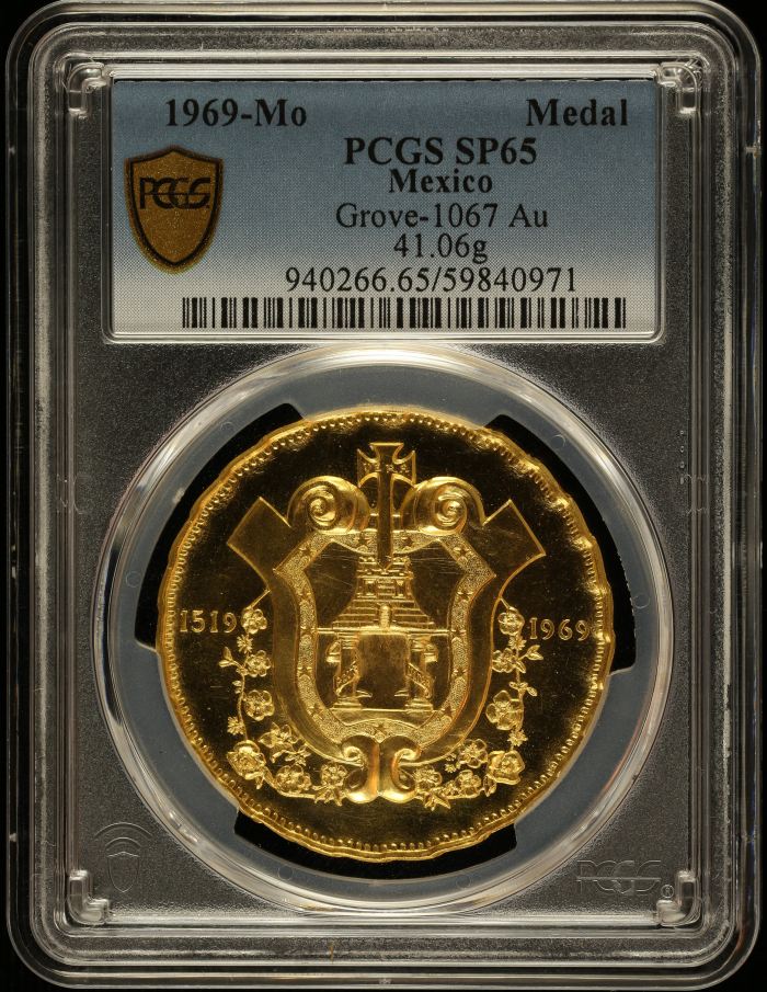 Modern Gold 450th Veracruz Anniversary Gold Medal 1969 Mo PCGS SP65 Grove-1067 0146666Modern Gold 450th Veracruz Anniversary Gold Medal 1969 Mo PCGS SP65 Grove-1067 0146666