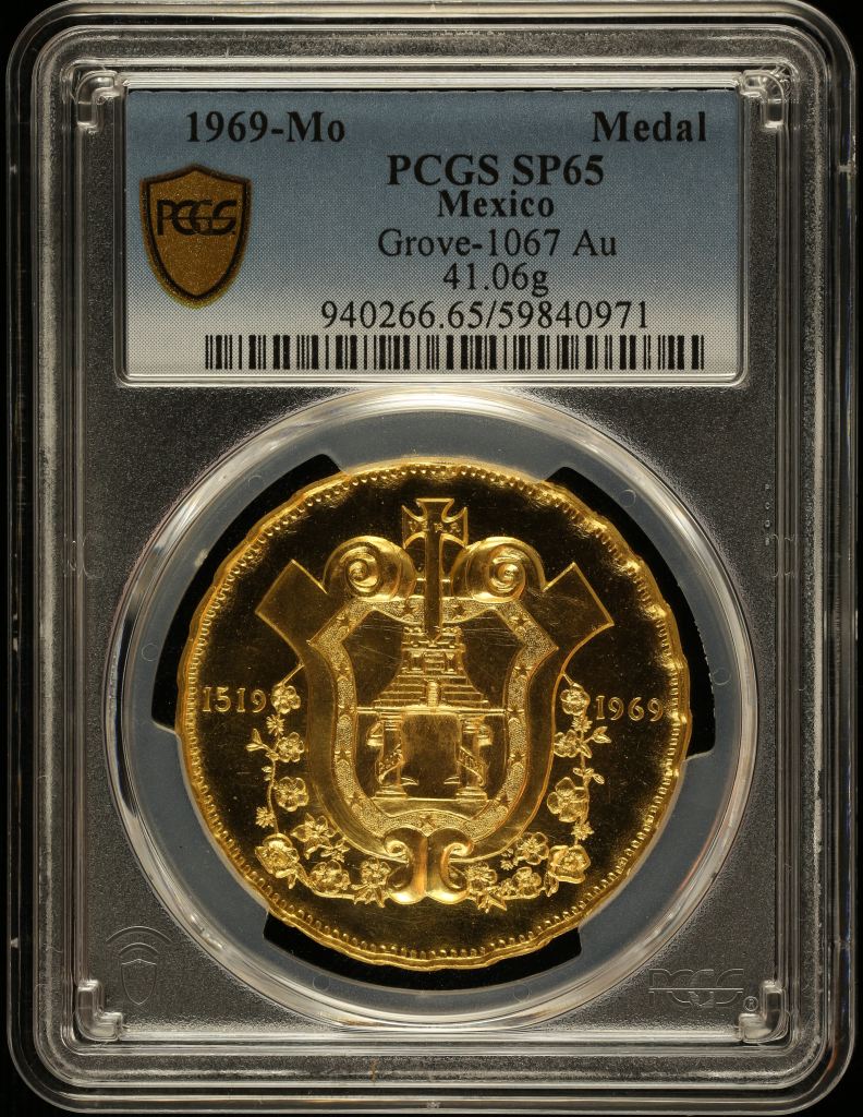 Modern Gold 450th Veracruz Anniversary Gold Medal 1969 Mo PCGS SP65 Grove-1067 0146666