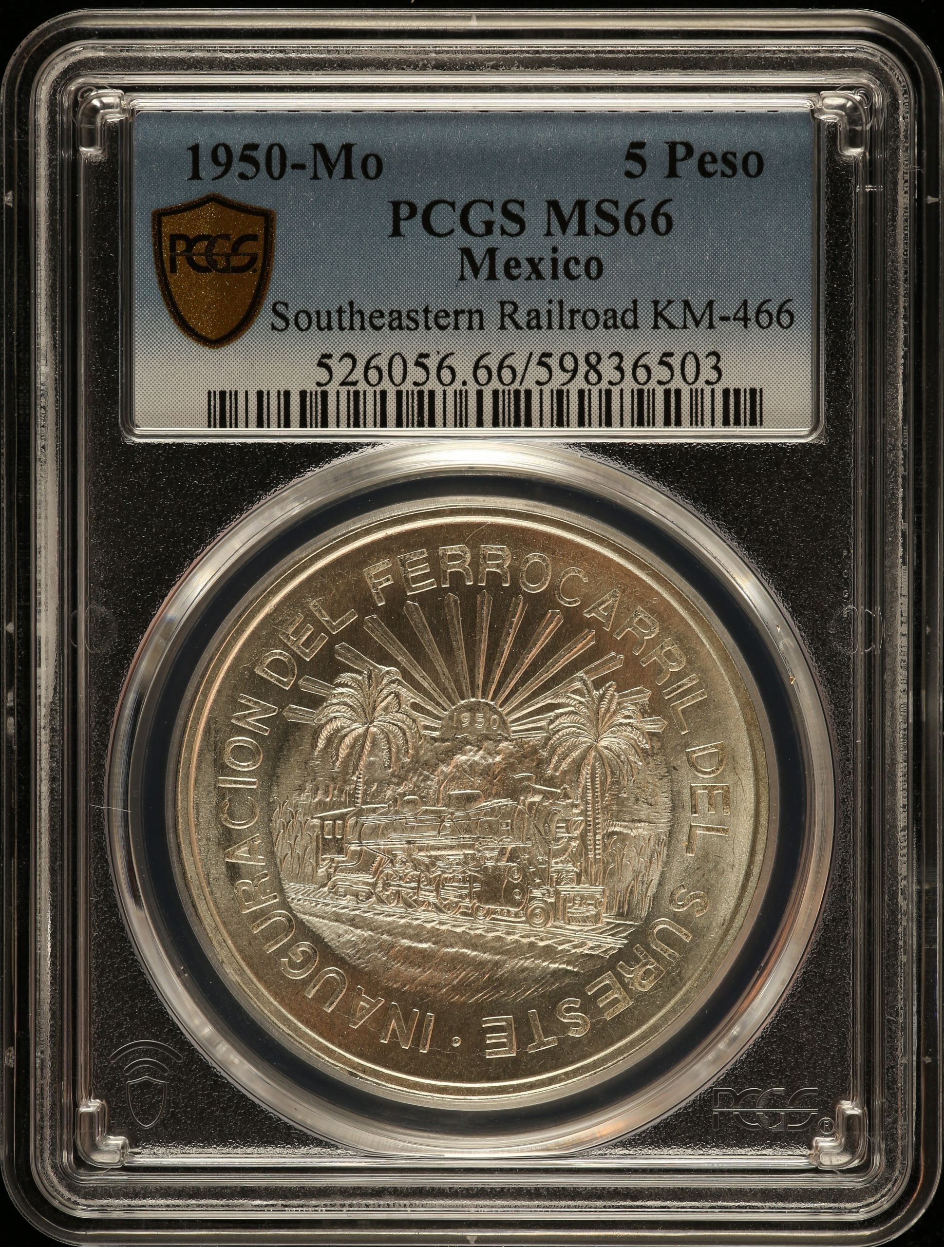 Modern Silver & Minors 5 Peso 1950 Mo PCGS MS66 KM-466 0146755