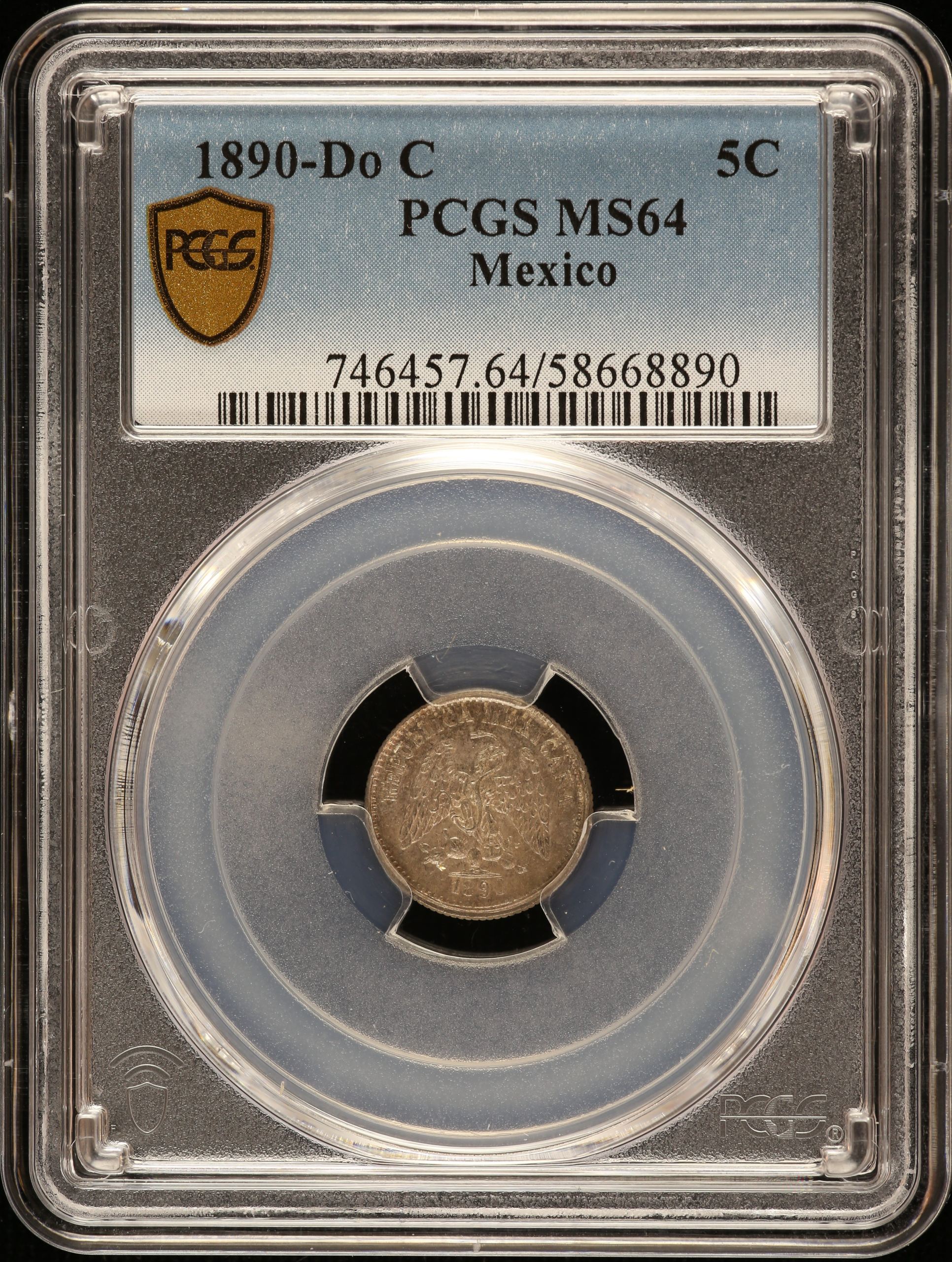 Republic Silver & Minors 5 Centavo 1890 Do C PCGS MS64 0147016
