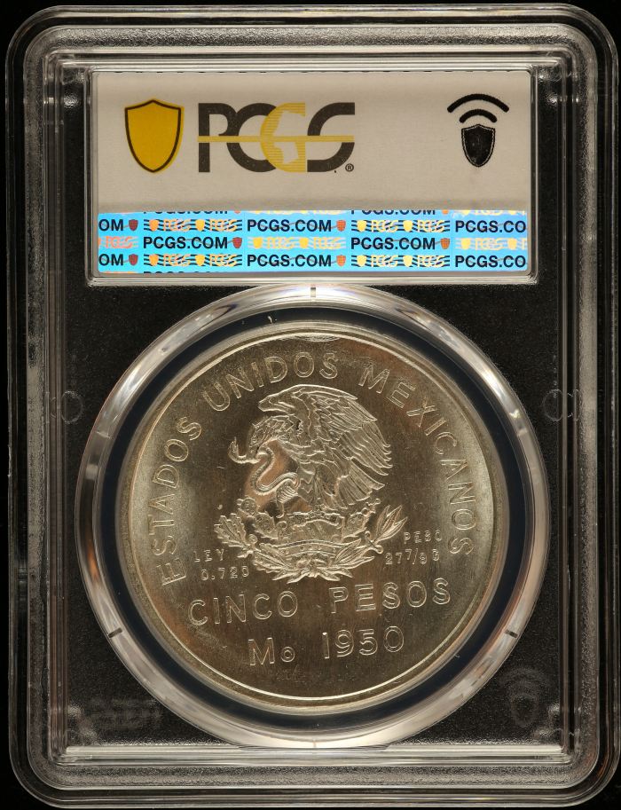Modern Silver & Minors 5 Peso 1950 Mo PCGS MS66 KM-466 0146755Modern Silver & Minors 5 Peso 1950 Mo PCGS MS66 KM-466 0146755 - Image 2