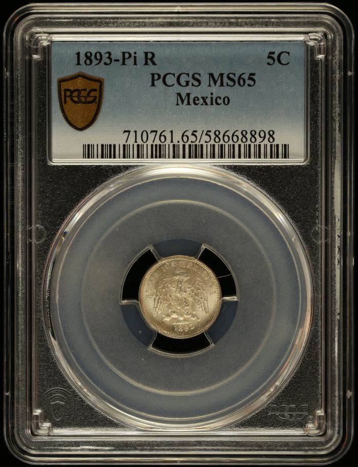 Republic Silver & Minors 5 Centavo 1893 Pi R PCGS MS65 0147018Republic Silver & Minors 5 Centavo 1893 Pi R PCGS MS65 0147018