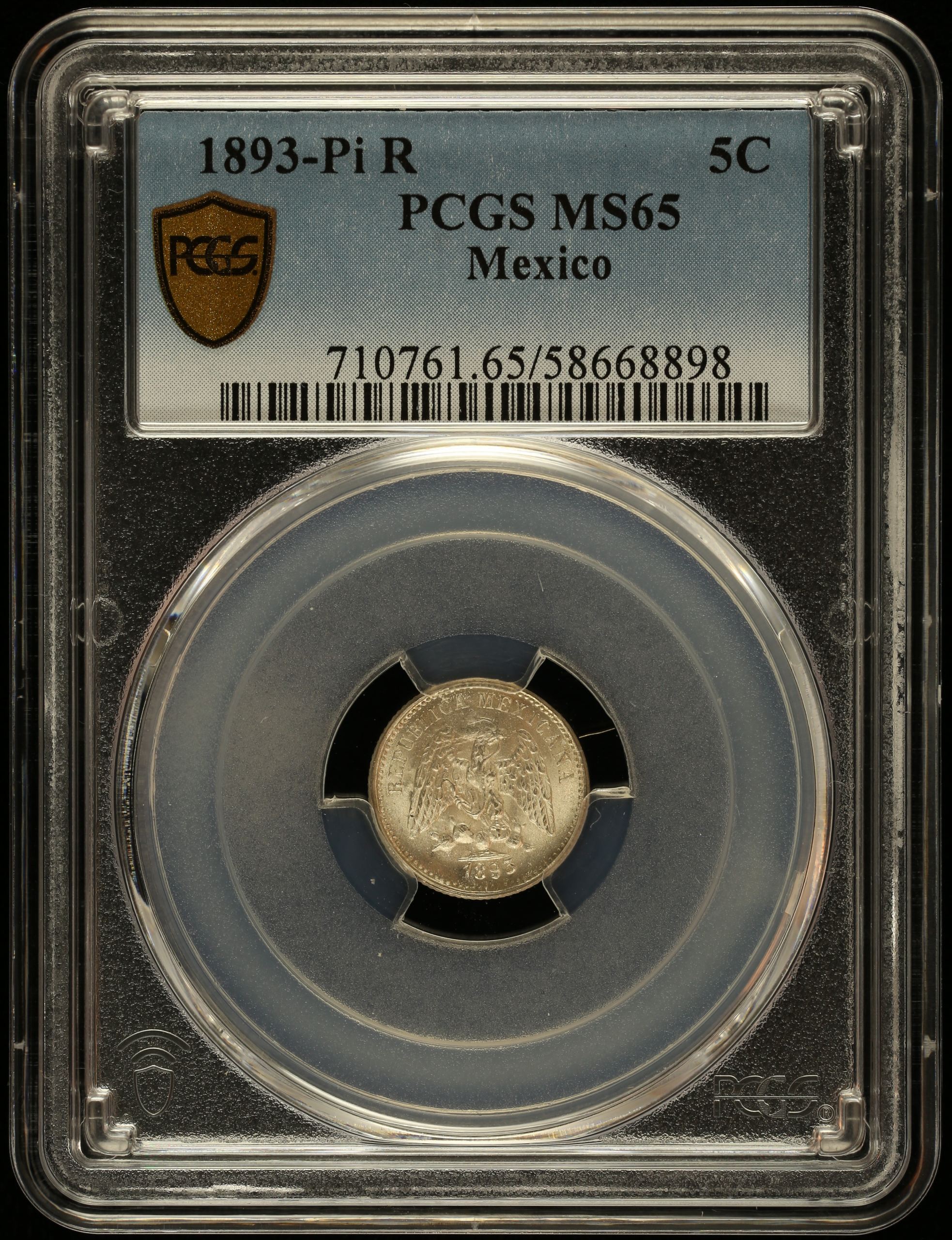 Republic Silver & Minors 5 Centavo 1893 Pi R PCGS MS65 0147018