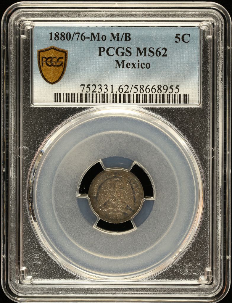 Republic Silver & Minors 5 Centavo 1880/76 Mo M/B PCGS MS62 0147026
