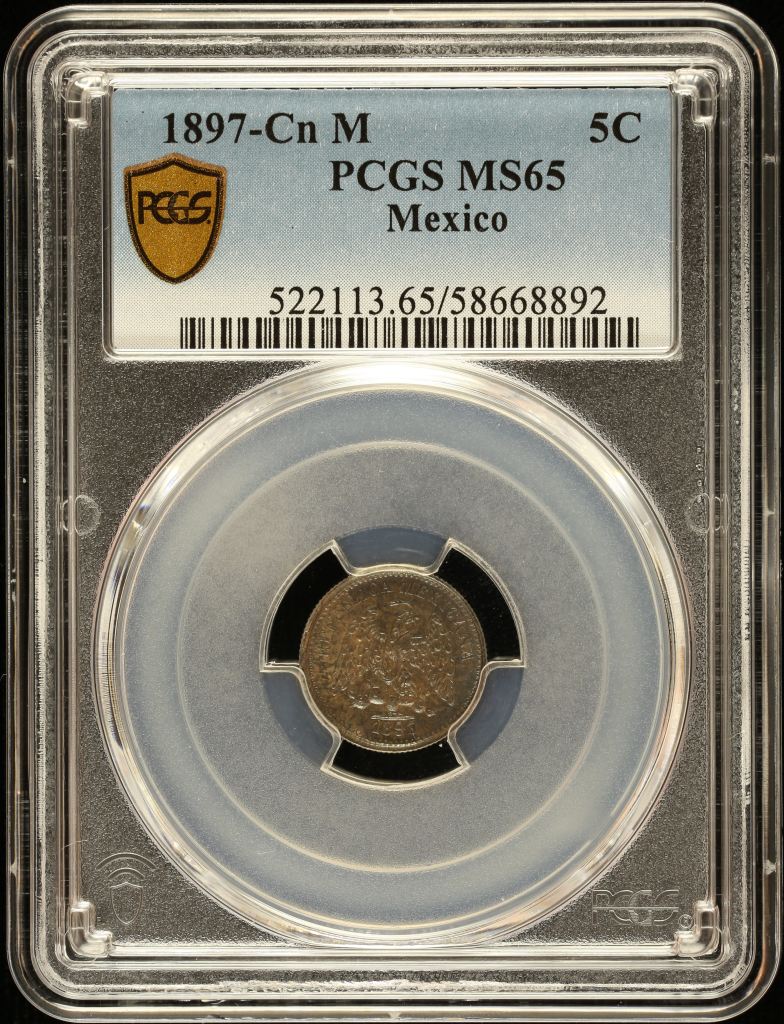 Republic Silver & Minors 5 Centavo 1897 Cn M PCGS MS65 0147036