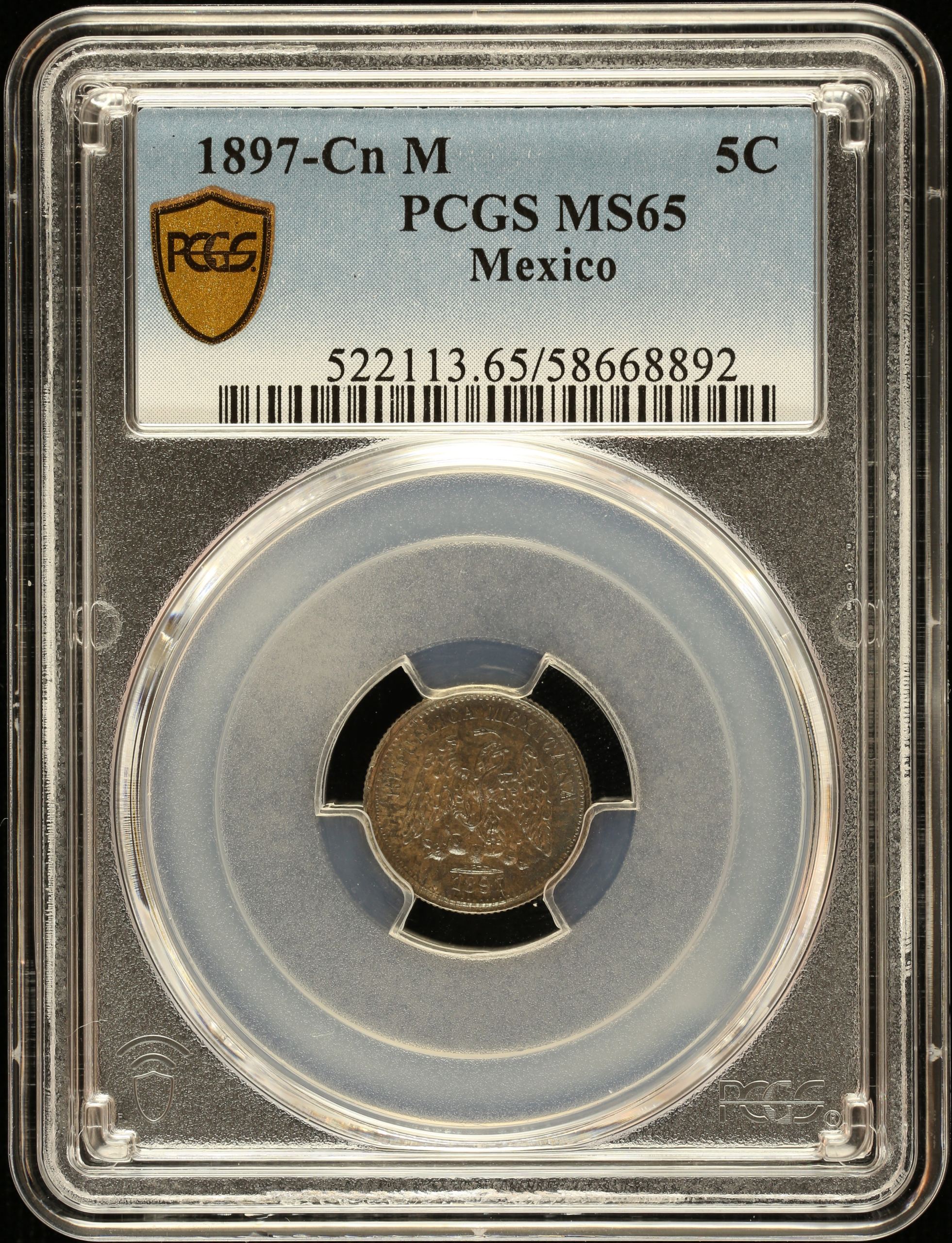Republic Silver & Minors 5 Centavo 1897 Cn M PCGS MS65 0147036
