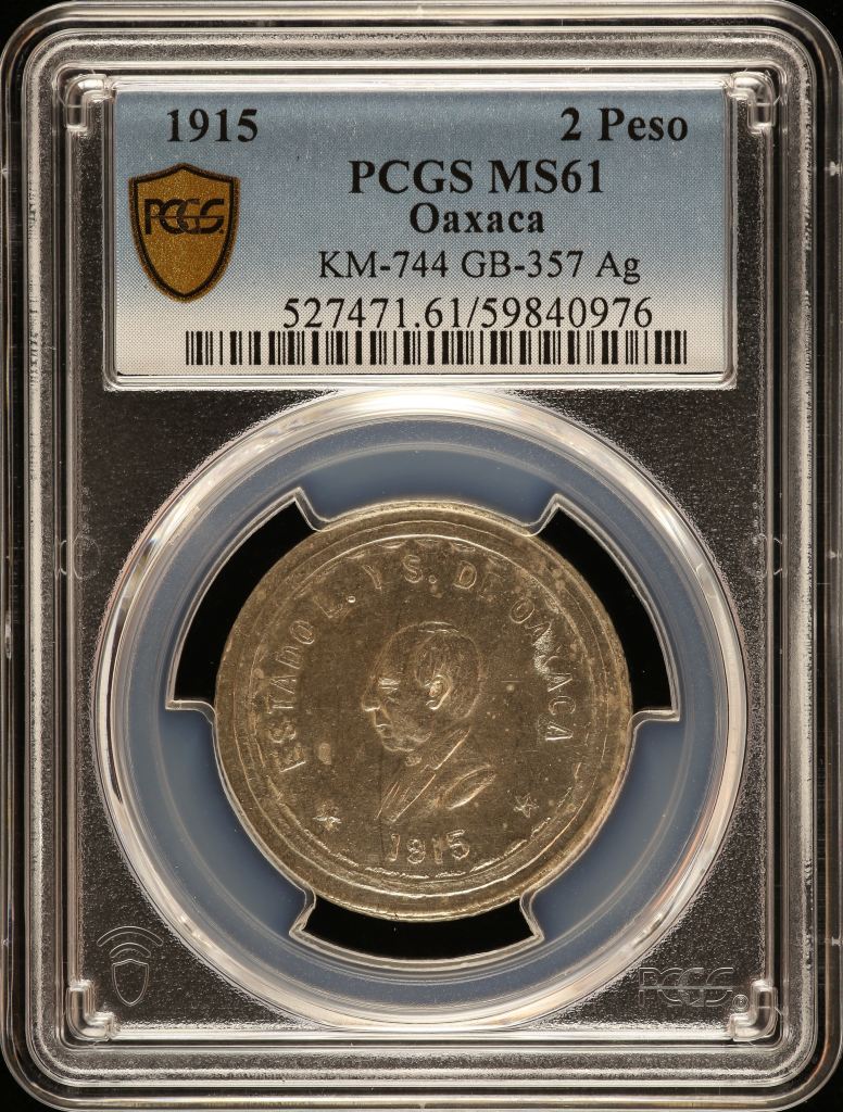 Oaxaca 2 Peso 1915 Oaxaca PCGS MS61 KM-744 0146734