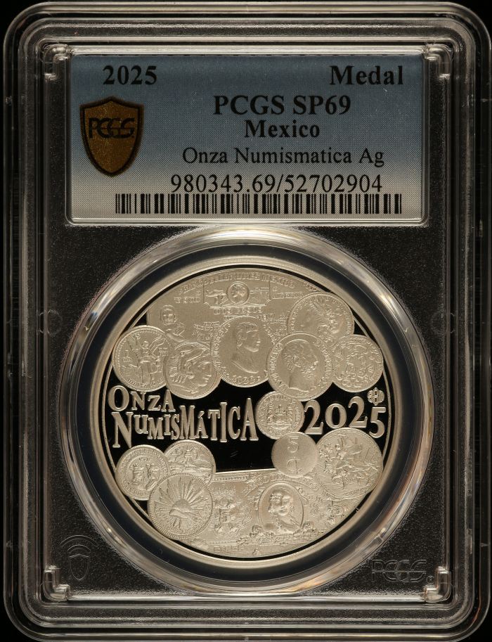 Medals & Tokens Onza Numismatica 2025 Silver Medal 2025 PCGS SP69 0146681Medals & Tokens Onza Numismatica 2025 Silver Medal 2025 PCGS SP69 0146681