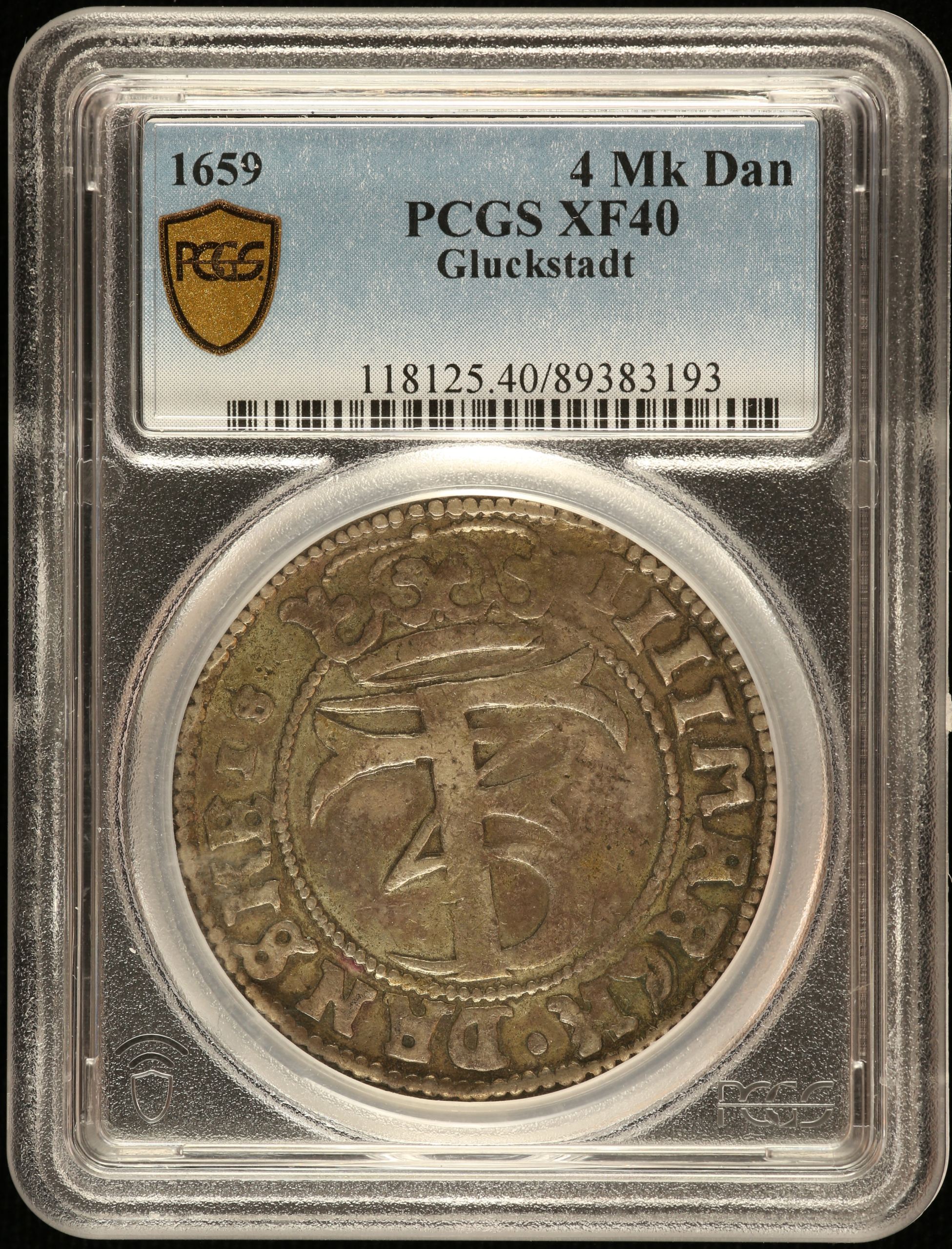 Germany 4 Mark Dansk 1659 Gluckstadt PCGS XF40 0146627