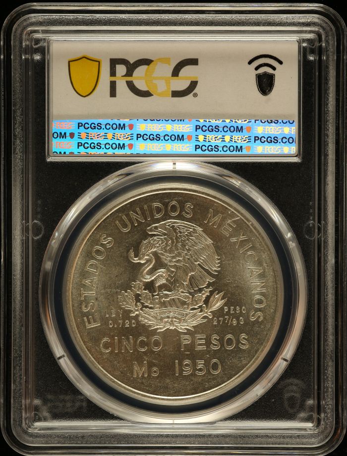 Modern Silver & Minors 5 Peso 1950 Mo PCGS MS64 KM-466 0146756Modern Silver & Minors 5 Peso 1950 Mo PCGS MS64 KM-466 0146756 - Image 2
