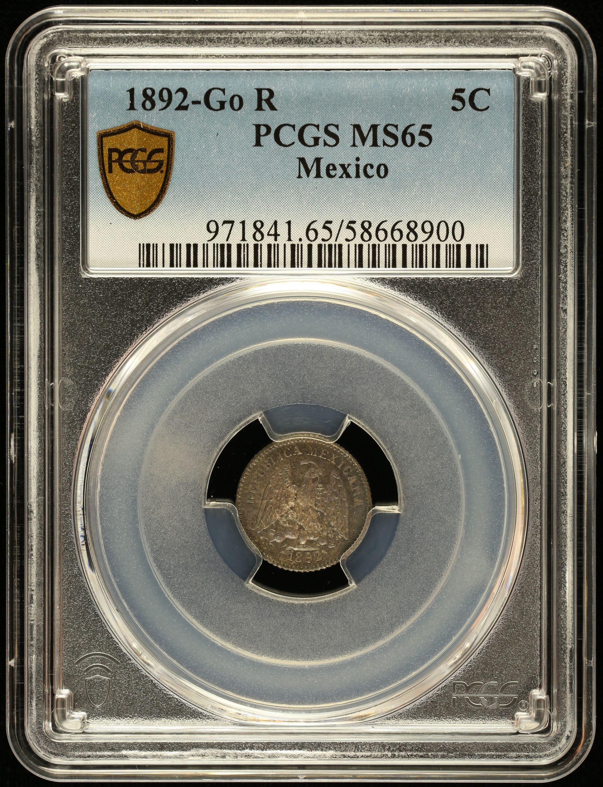 Republic Silver & Minors 5 Centavo 1892 Go R PCGS MS65 0147019