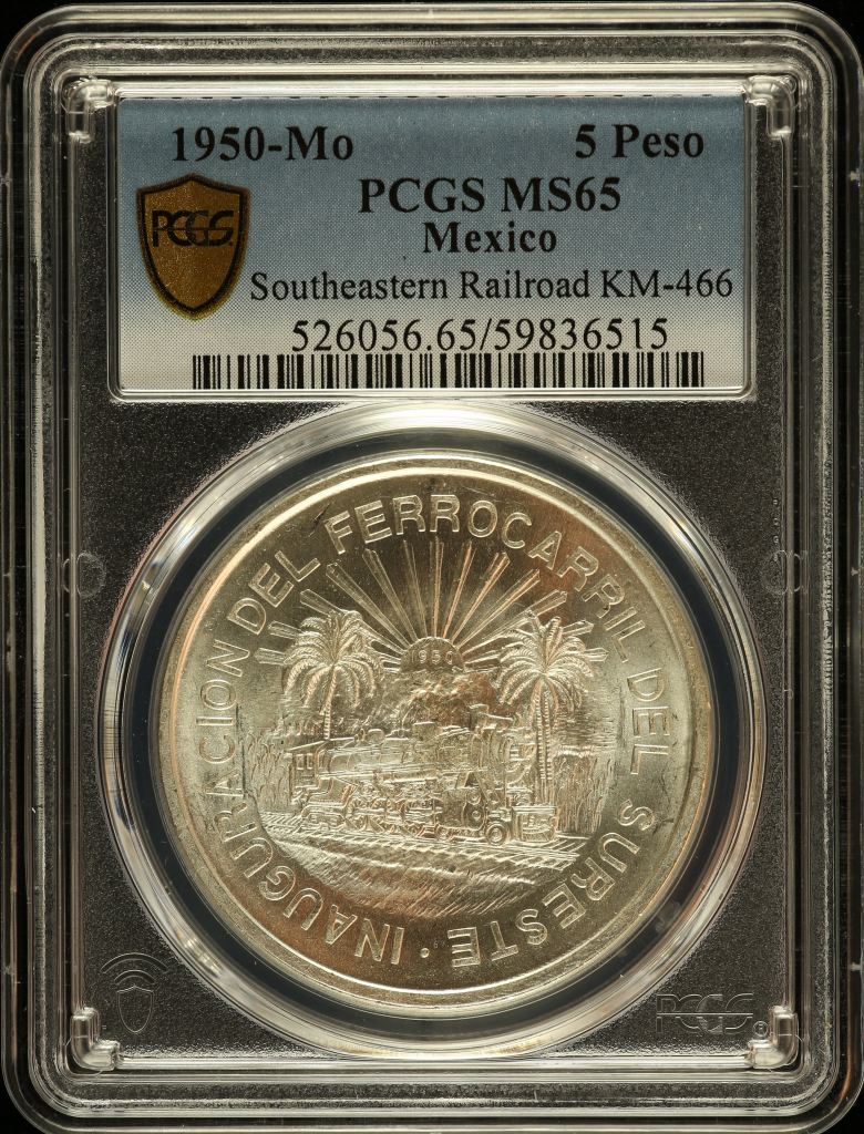 Modern Silver & Minors 5 Peso 1950 Mo PCGS MS65 KM-466 0146736