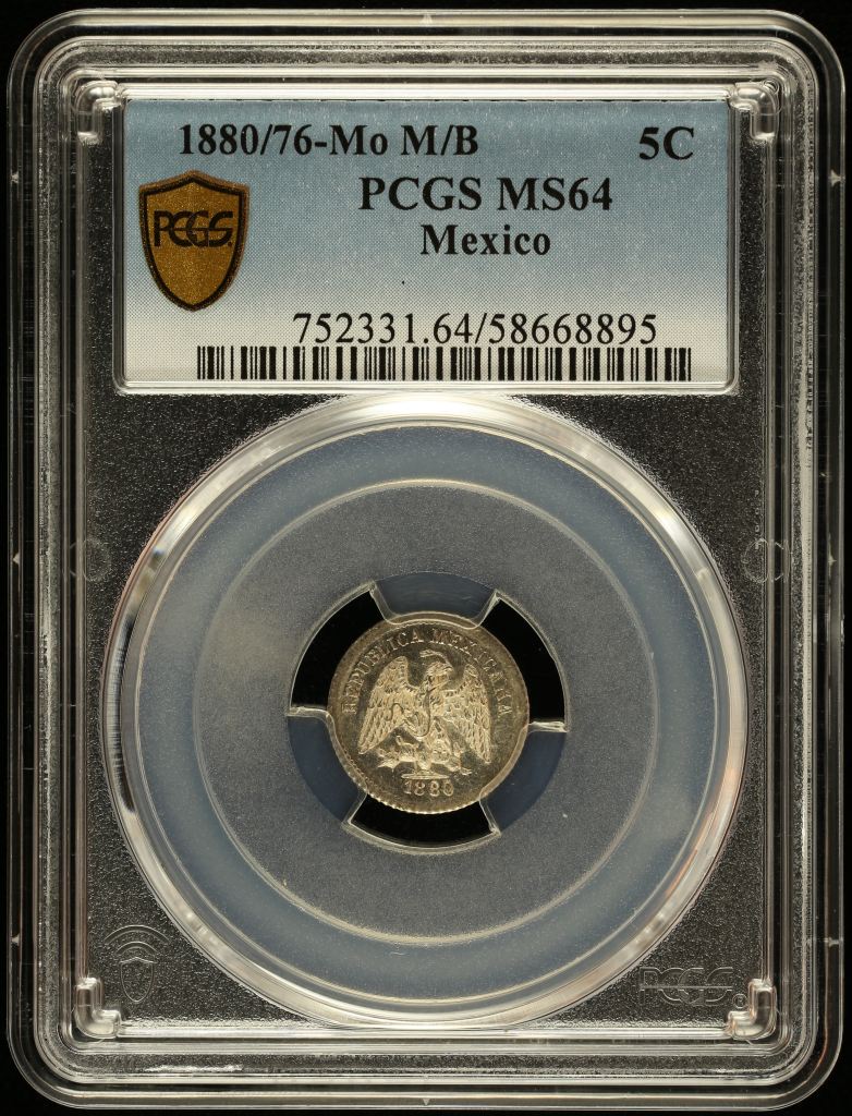 Republic Silver & Minors 5 Centavo 1880/76 Mo M/B PCGS MS64 0147028
