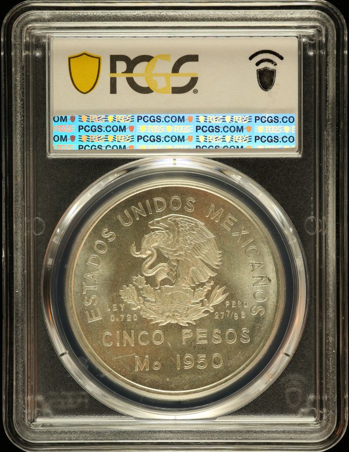 Modern Silver & Minors 5 Peso 1950 Mo PCGS MS65 KM-466 0146736Modern Silver & Minors 5 Peso 1950 Mo PCGS MS65 KM-466 0146736 - Image 2