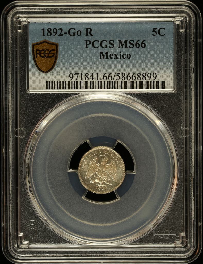 Republic Silver & Minors 5 Centavo 1892 Go R PCGS MS66 0147020