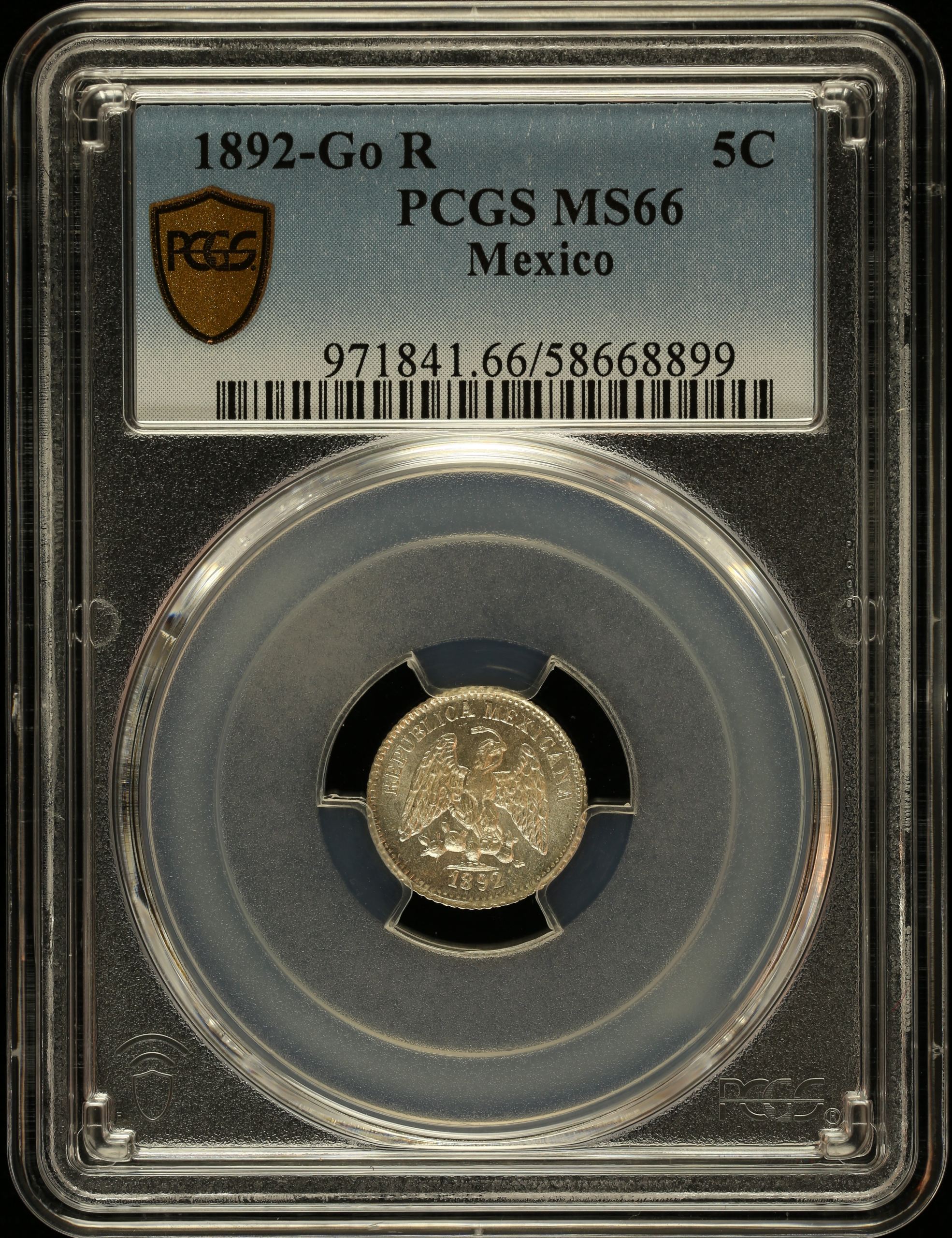 Republic Silver & Minors 5 Centavo 1892 Go R PCGS MS66 0147020