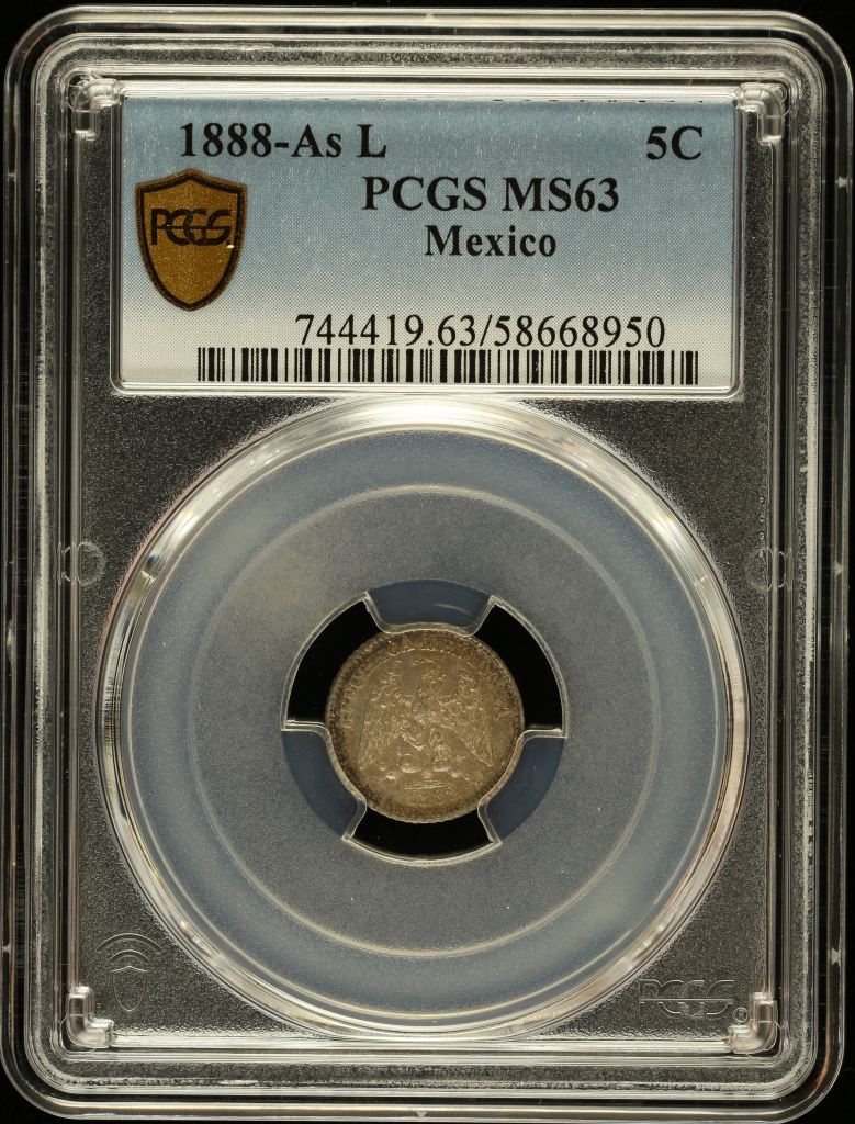 Republic Silver & Minors 5 Centavo 1888 As L PCGS MS63 0147029