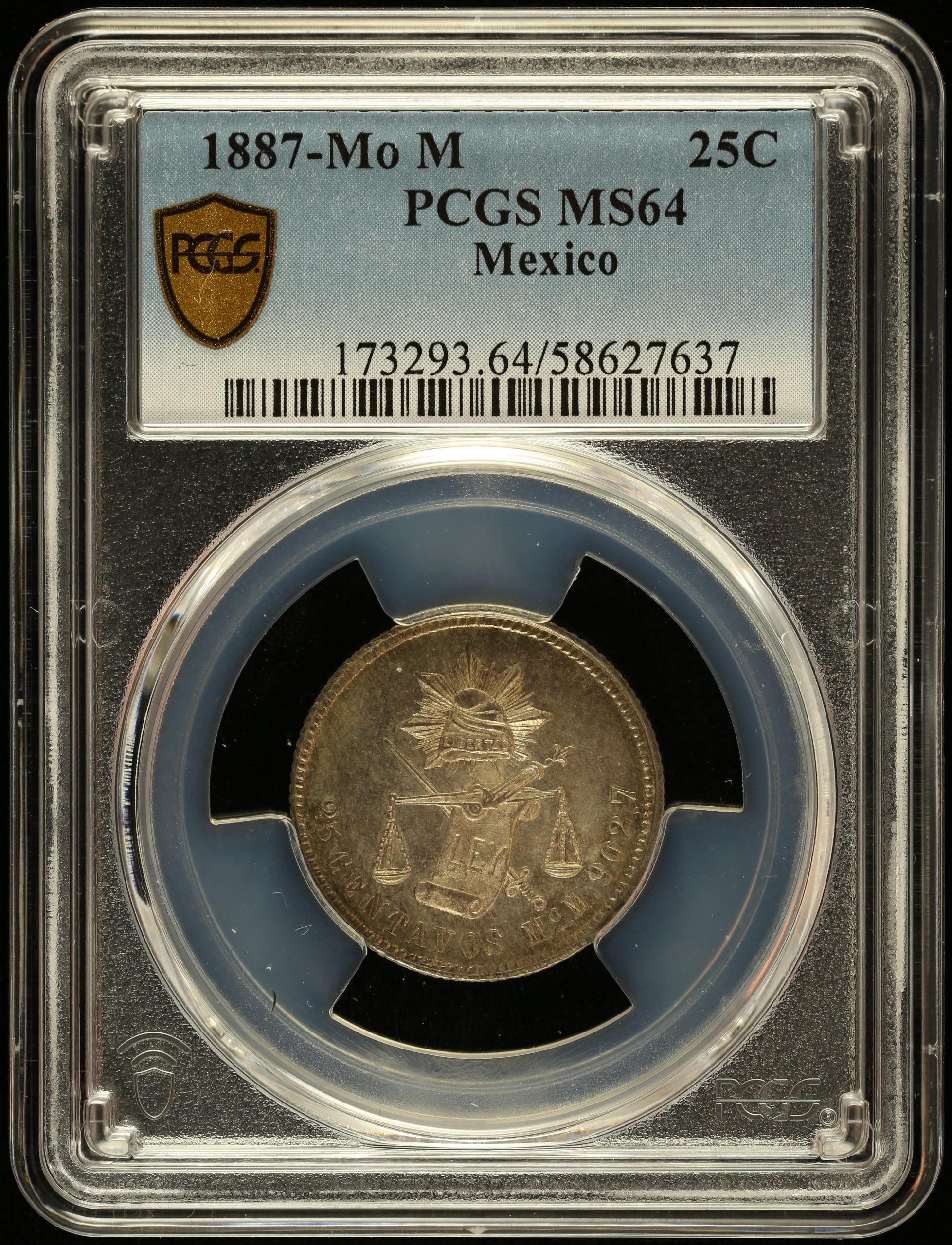 Republic Silver & Minors 25 Centavo 1887 Mo M PCGS MS64 0146990