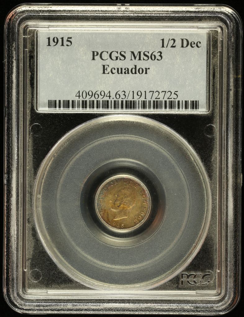 Ecuador 1/2 Decimo 1915 PCGS MS63 0146718