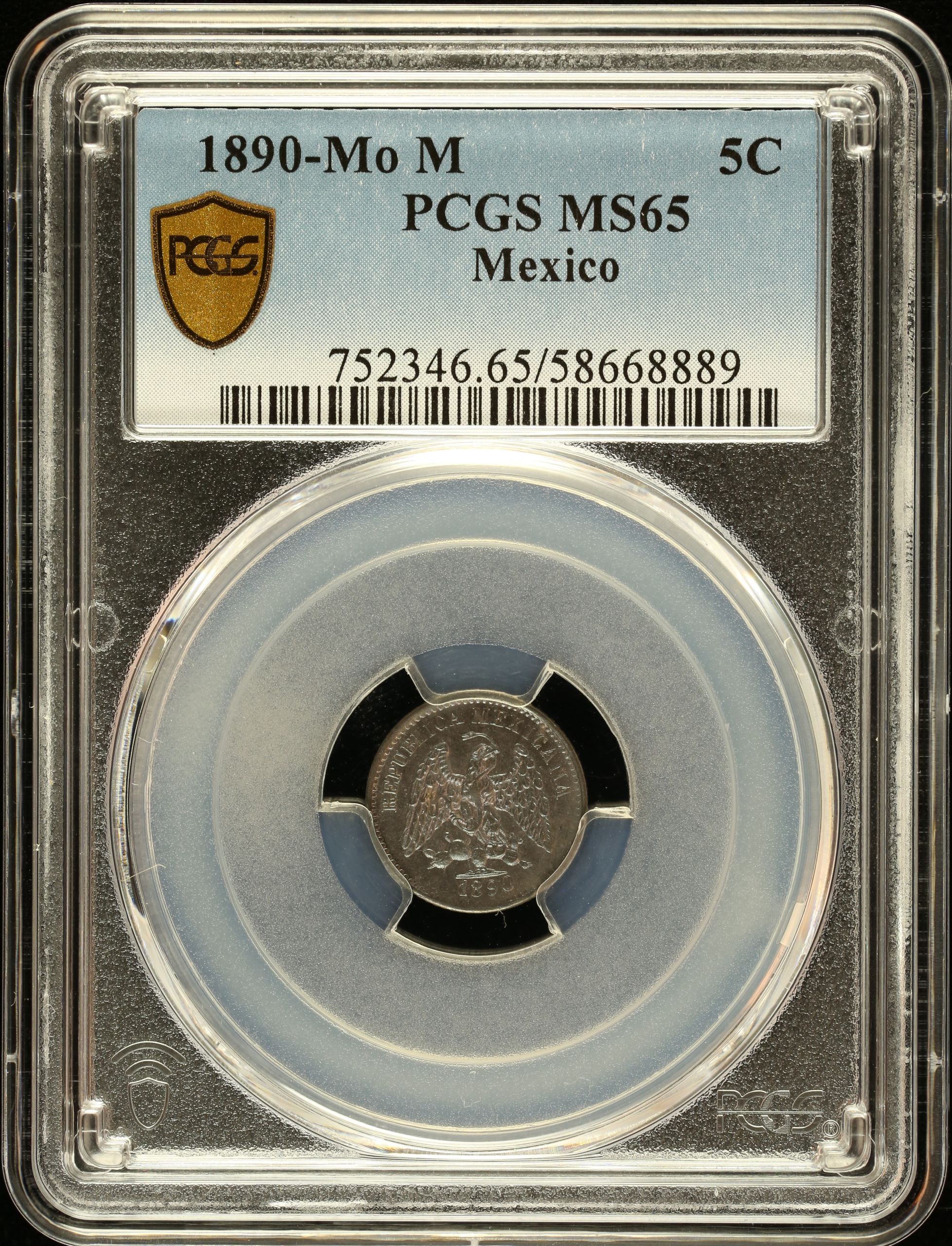 Republic Silver & Minors 5 Centavo 1890 Mo M PCGS MS65 0147030