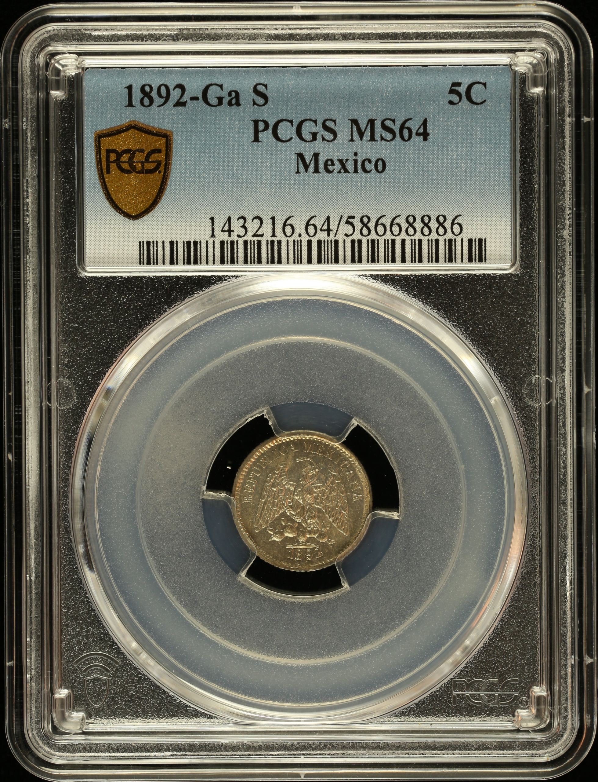 Republic Silver & Minors 5 Centavo 1892 Ga S PCGS MS64 0147022