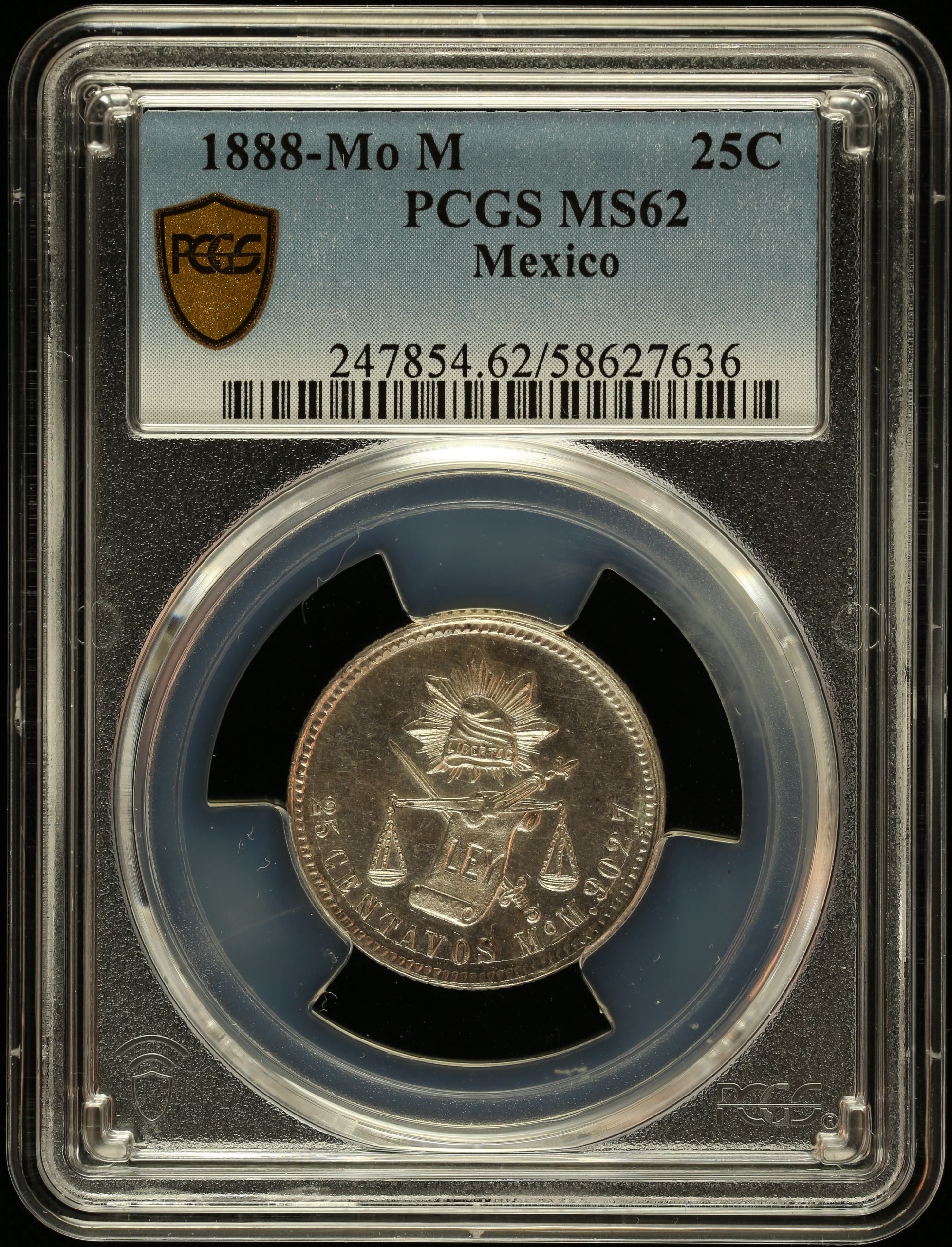 Republic Silver & Minors 25 Centavo 1888 Mo M PCGS MS62 0146991