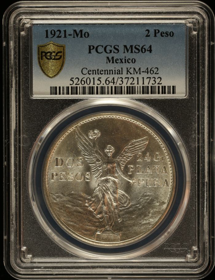 Modern Silver & Minors 2 Peso 1921 Mo KM-462 PCGS MS64 0147047Modern Silver & Minors 2 Peso 1921 Mo KM-462 PCGS MS64 0147047