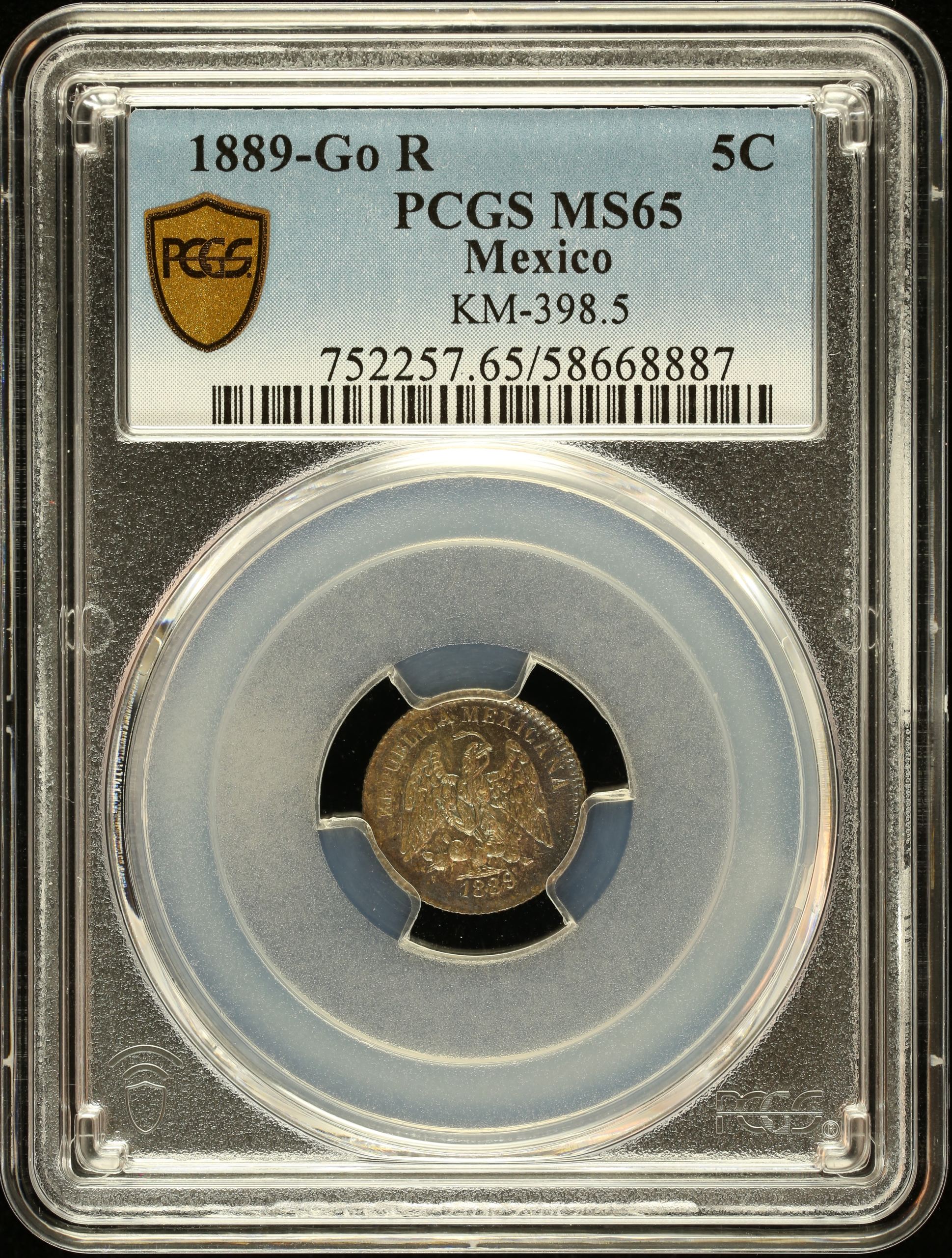 Republic Silver & Minors 5 Centavo 1889 Go R KM-398.5 PCGS MS65 0147032